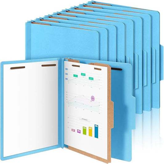 Skyygemm 24 Pcs Classification Folders Letter Size, 1 Divider Pressboard File Folder with Fasteners, Expanding File Organizer Bulk for School Teachers, Office Employee, Coworker, Staff (Blue)