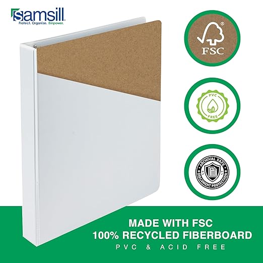Samsill 1.5 Inch 3 Ring Binders, Made in USA, Economy Round Ring, Clear View Cover, 325 Sheet Capacity - for School, Home, Office - White, 6 Pack