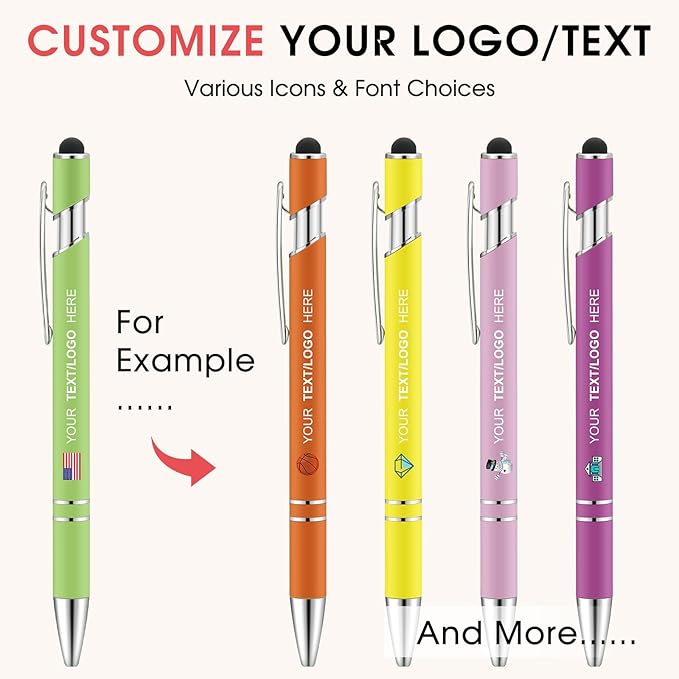 ENOMY Personalized Pens Bulk Free Engraved with Logo/Name/Message Black Ink Custom Pens Customized Stylus Ballpoint Pens Ideal Gifts for Business Anniversary (200)