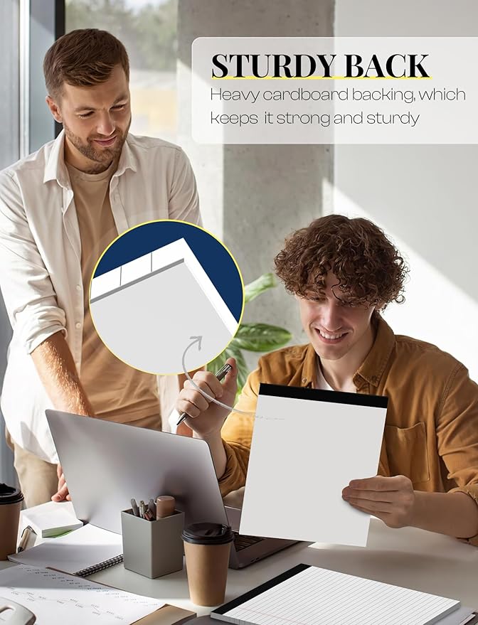 6 Pack 8.5 x 11 Legal Pads for Office Supplies Paper Pads 8.5 x 11 White Note Pads for Work Lined Writing Pads Notebook White Legal Pads Wide Ruled Notepads 30 Sheets Per Writing Pad Legal Note Pad