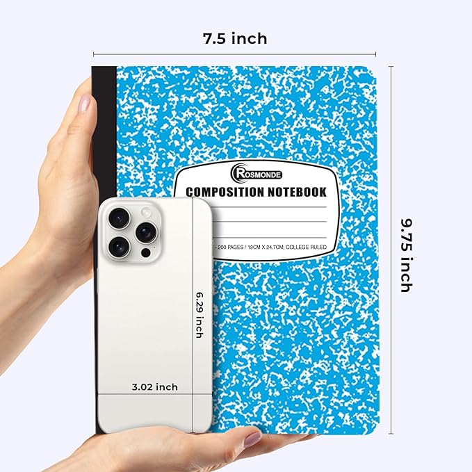 Rosmonde 1000 Pack (Pallet) Composition Notebook Bulk, College Ruled, Pallet of Composition Notebooks, 200 Pages (100 Sheets), 9-3/4 x 7-1/2, Bulk Notebooks for School & Office, 4-7 Days Transit
