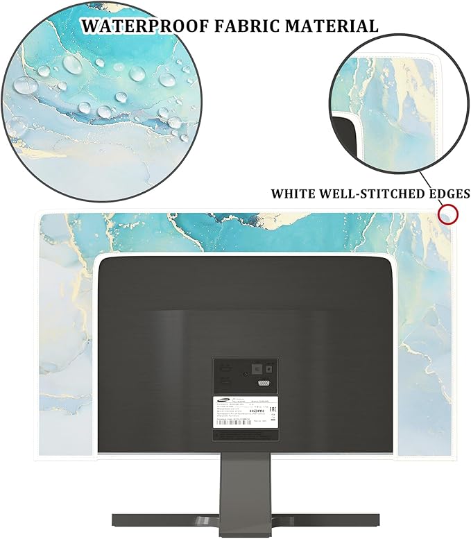 Baocicco Blue Green Marble TV Display Screen Cover 50, 51, 52 Inch Creative Anti-Static Dustproof Monitor Accessories Laptop LCD Cover Modern Screen Television Decoration for LED LCD OLED TVs
