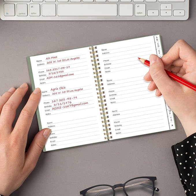 Address Book with Alphabetical Tabs - Telephone & Address Book with Address Contacts, Special Date, Phone, Birthday & Internet Login Password for Home and Office, 4.3" x 6.2", Green