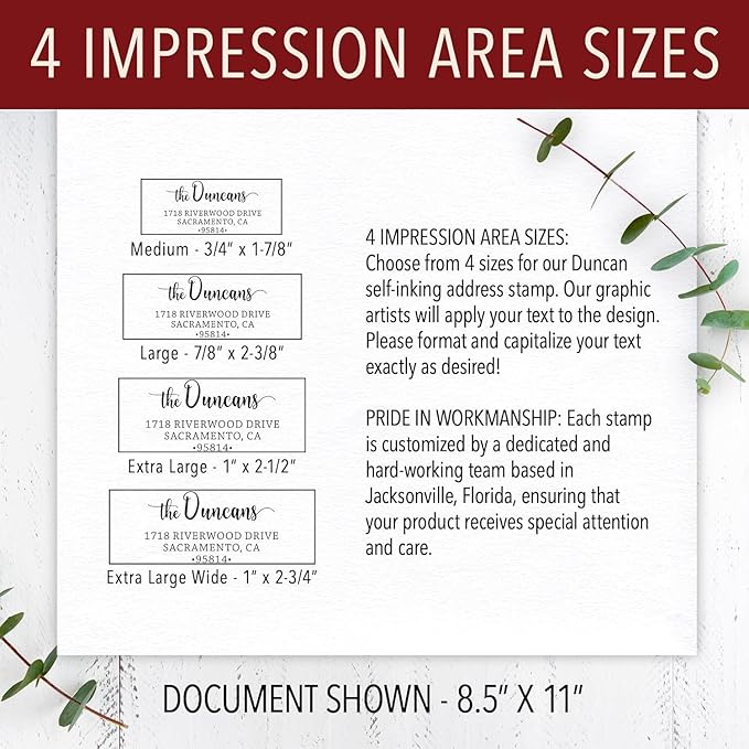 The Duncans Personalized Self-Inking Address Stamp | Envelope Return Address Stamp for Couples and Families | Custom Rubber Address Stamp (2, Large)