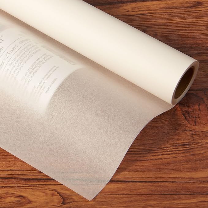 SEMLEART Tracing Paper Roll,24-inch x 25yard，White Translucent Vellum,Pattern Paper for Sewing, Drawing, Sketching, Gift Wrapping