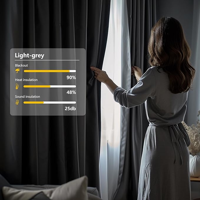 Cbsroro Room Divider Blackout Curtain Track Curtains Wall Dividers Panels Screen for Living Rooms Bedroom Office Privacy Partition Separation, W120 × L96 Inch,1 Panel, Light Grey