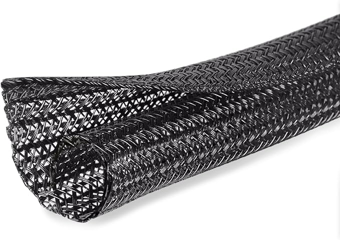 Moxita 25ft - 1/2 inch Cord Protector Cable Sleeve Split Wire Loom Tubing for Power Cord Audio USB Cable, Cord Sleeve Cable Management for TV Computer, Cord Protectors from Pets Chewing, Black
