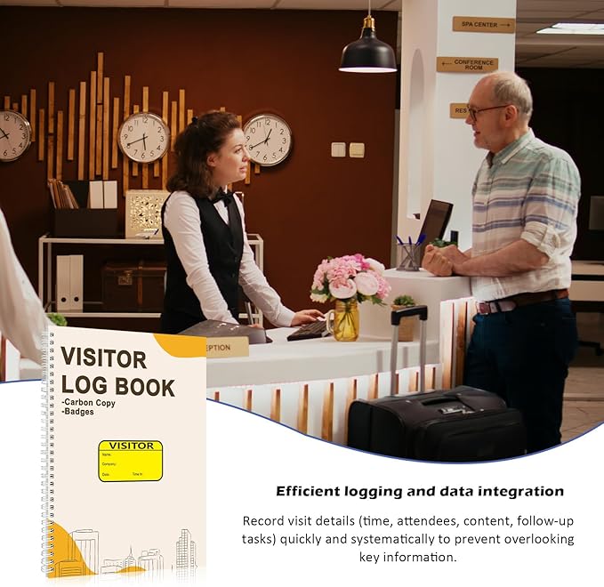 3 Pack Visitor Badges with Carbon Copy Visitor Stickers Letter Size Visitor Log Book Protecting Privacy Pages School Church Business Pass 450 Visitor Badges Guest Register Book 90 Memo Pages (3)