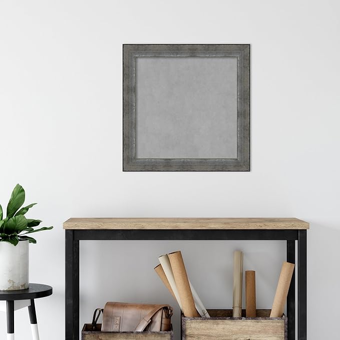 Amanti Art Silver Framed Magnetic Board 24x24 Medium Vision Board for use with Magnets, 100% Metal Sheet to Display Items as Office Decor or for Home Organization in mudroom, Kitchen or Kids Room