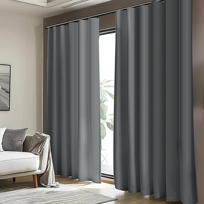 Cbsroro Room Divider Blackout Curtain Track Curtains Wall Dividers Panels Screen for Living Rooms Bedroom Office Privacy Partition Separation, W180 × L96 Inch,1 Panel, Light Grey