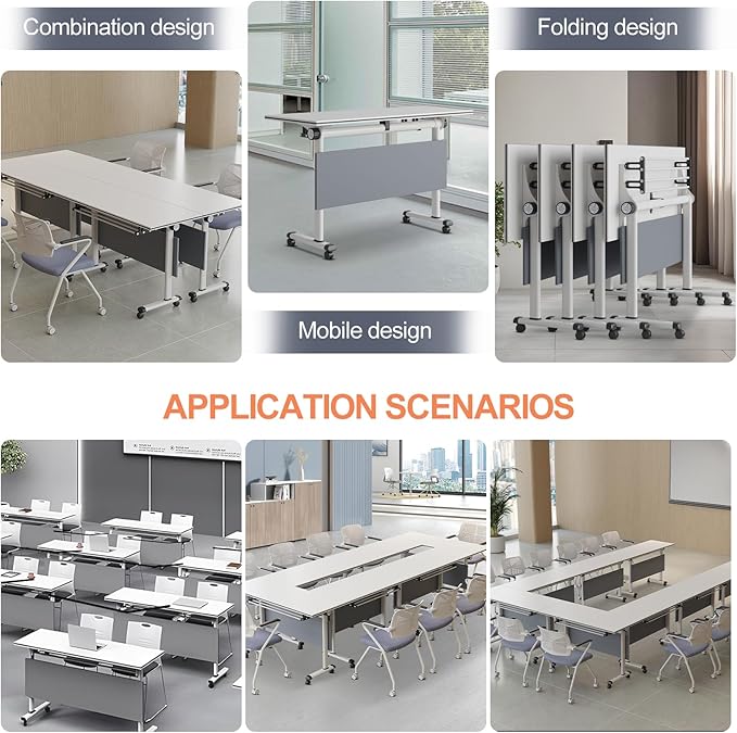 Conference Table for 4-10 People,Wooden Meeting Room Table with Thicken Tabletop and Wood Base,Modern Meeting Training Desk for Conference Room Tables Seminar Room