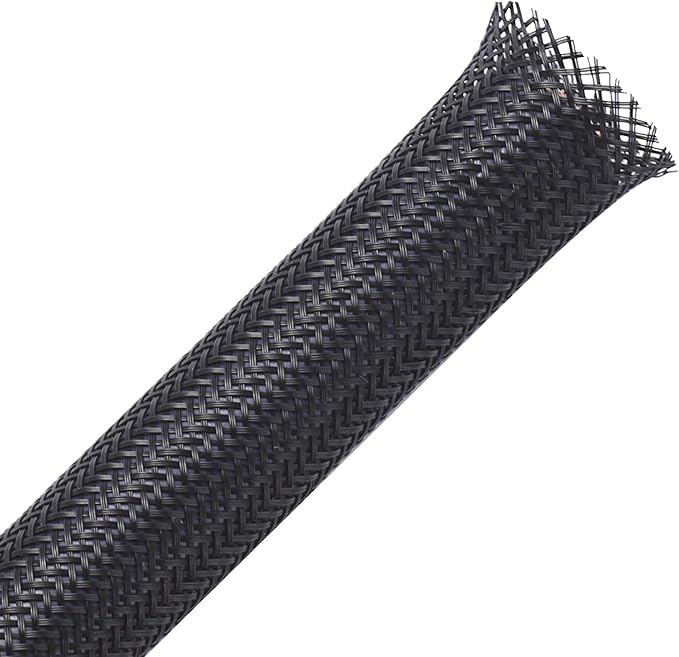 25ft - 1/4 inch PET Expandable Braided Sleeving – Black – Alex Tech Braided Cable Sleeve