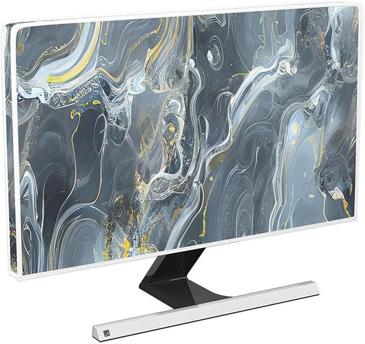 Baocicco Gray Gold Marble Waterproof 40, 41, 42，43 Inch TV Dust Cover Anti-Static Dustproof Protective Aesthetic Texture Screen TV Covers Full Body Cover for Television Screen Desktop PC LED LCD OLED