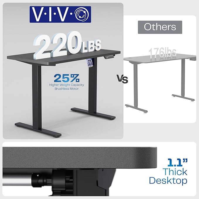 VIVO Electric 43 x 24 in Standing Desk, Memory Height Adjustment, 1B Series, Holds 220 lbs, One-Piece Dark Gray Top, Gray Frame, DESK-KIT-1G4G