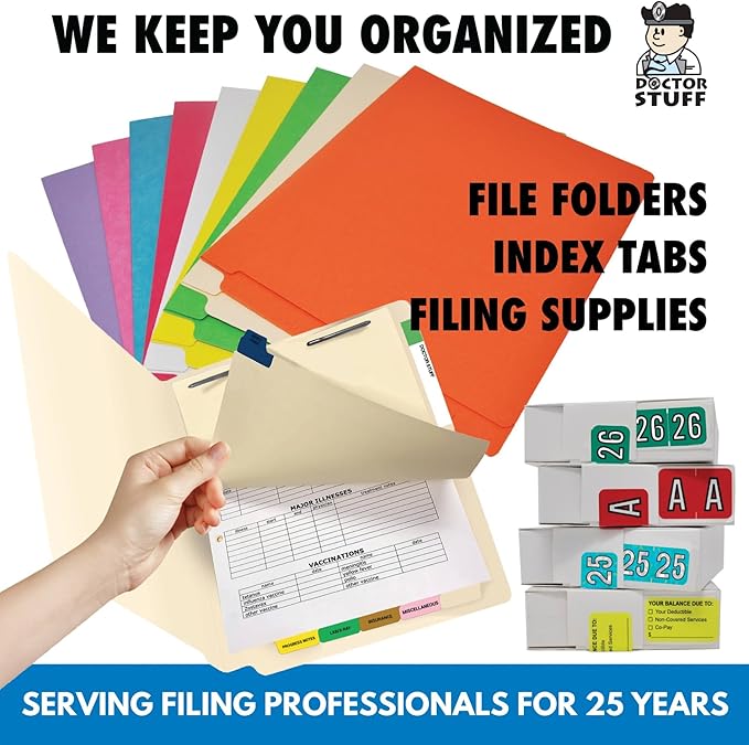 2026 Year Stickers, Doctor Stuff 2026 Chart Stickers, Orange/Black Color Coded, Arden Style, USA Made Year Labels for End Tab File Folders, 500/Roll, 1 Roll, 3/4" x 1-1/2"