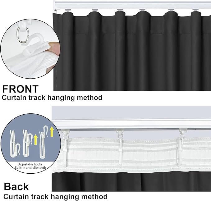 Cbsroro Room Divider Blackout Curtain Track Curtains Wall Dividers Panels Screen for Living Rooms Bedroom Office Privacy Partition Separation, W180 × L96 Inch,1 Panel, Black