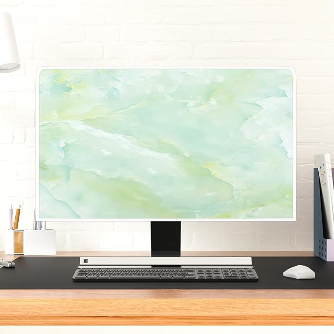 Baocicco Sage Green Marble Waterproof TV Dust Cover 50, 51, 52 Inch Anti-Static Dustproof Abstract Creative Desige Television Accessories TV LCD Screen Texture TV Decoration for Tablet