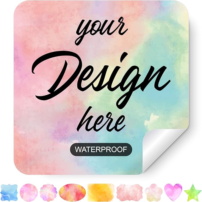 AHEADGOODS Custom Stickers - Personalized Labels with Any Design Image Logo Text, Business Logo, Thank You Labels, 100 Square Vinyl Stickers (2"x2")
