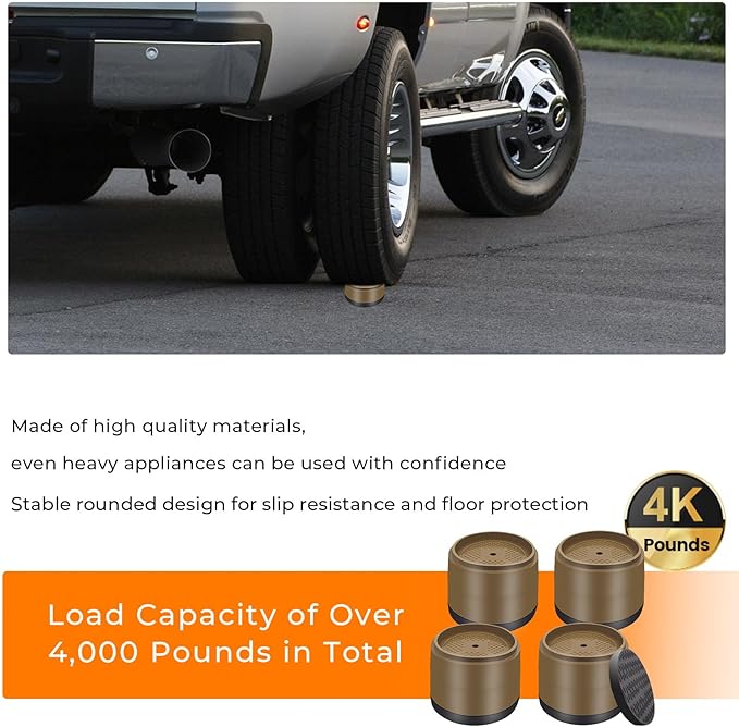 Furniture Risers Bed Risers Heavy Duty 1 inch, 2 inch, 3 inch, 4 inch Round Adjustable Bed Lifts Riser for Desk Legs Table Couch Sofa Chair Refrigerator Washing Machine (1+1+1 Inch, Brown, 4 Pack )