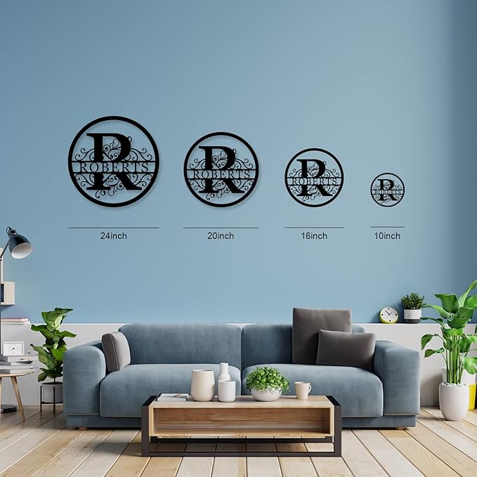 Personalized Last Name Sign, Personalized Monogram Wall Decor Personalized Metal Sign Custom Last Name Sign, Custom Metal Signs Personalized Home Decor Established Split Letter Name Monogram Signs