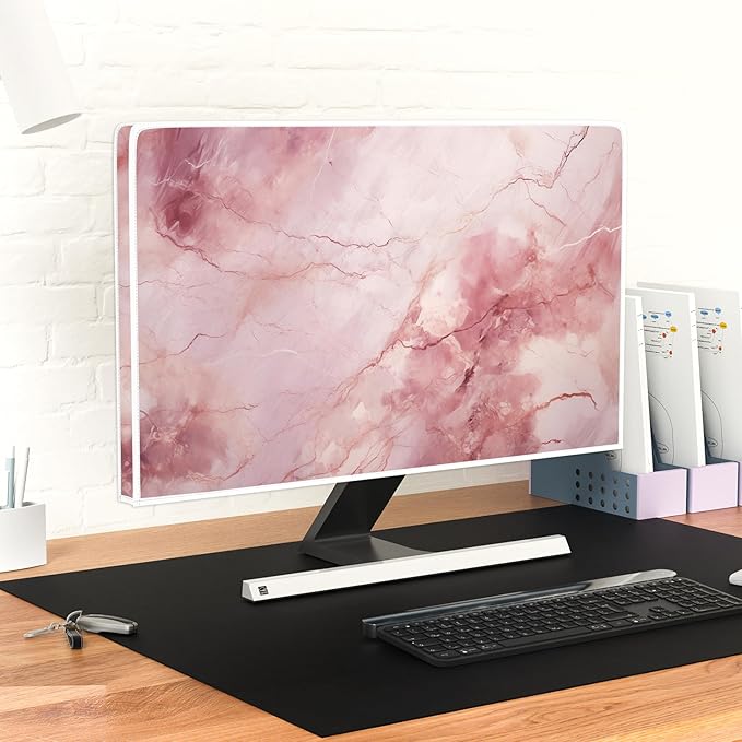 Baocicco Fashion Pink Marble Waterproof Television Cover 80 Inch Full Body Covers for Television Screen Panel Case Computer Sleeve Compatible with PC, Desktop and TV LED LCD OLED