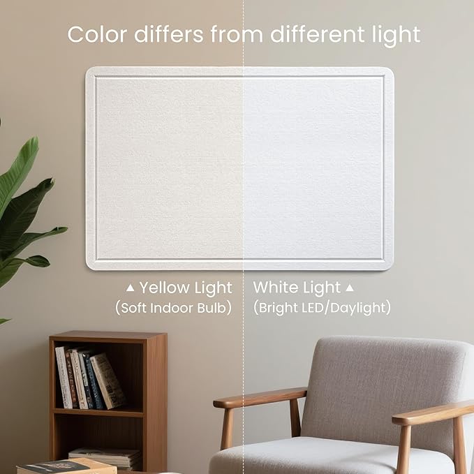 Bulletin Board, 24 x 18 inches Felt Board Decorative Pin Board, Vision Board Cork Board Alternative for Wall, Foldable Photo Board Self-Adhesive Vision Board with 20 Pushpins - White