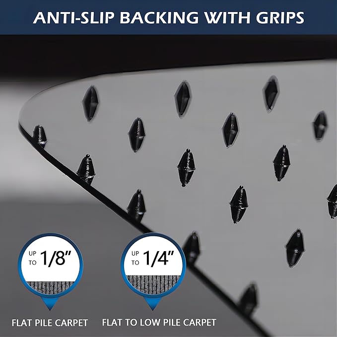 SALLOUS Chair Mat for Carpet 36" x 48" - 3D Geometric Chair Mat for Carpeted Floors, Heavy-Duty Carpet Protector Computer Desk Mat with Grips, Non-Slip Vinyl Floor Mat for Home Office, Black