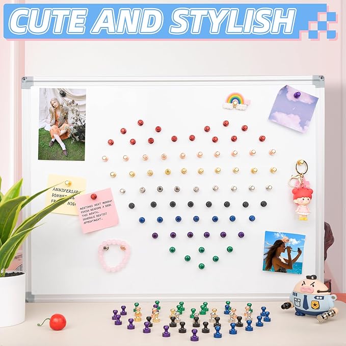 VNDUEEY 20 Pcs Refrigerator Magnets, Gold Metal Push Pin Magnets, Small Strong Magnets for Whiteboard, Fridge Magnets, Office Classroom Map Magnet