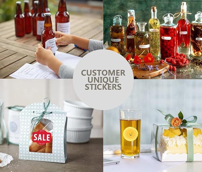 100-500 Pcs Custom Stickers Personalized Labels with Any Design Image Logo Text for Business Logo Thank You Labels,1/2/3/4 inch Customized Stickers(Fancy Frame-2)