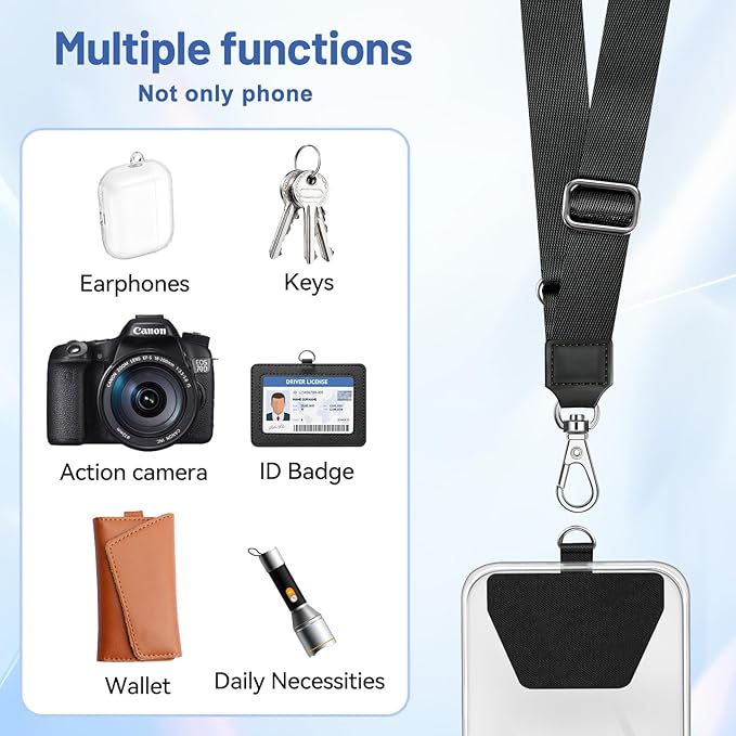 Doormoon Phone Lanyard, Universal Adjustable Neck Strap for Phone Case Keys ID Badges Cell Phone Lanyard Compatible with iPhone, Samsung, Most Smartphones, 2 Pack, Black White