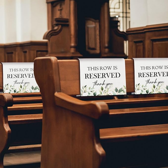 ChissNook Reserved Seating Chair Signs, This Row Is Reserved Pew Cloths Seating Placeholder for Church Pews, Wedding Decorations for Reception Parties Celebrations Event Meetings (8 PCS, Green)