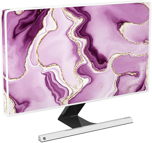 Baocicco Violet Gold Marble Waterproof Weatherproof and Dust-Proof TV Screen Cover 50, 51, 52 Inch for Home Office Creative TV Covers for TVs Screen Anti-Static Dustproof Protective