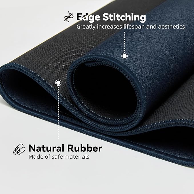Reniteco Waterproof Large Gaming Mouse Pad with Durable Stitched Edges, Non-Slip Rubber Base, Grainy Jacquard Mouse Mat Desk Pad for Home Office Gaming, 35.4''x15.7''x0.12'', Matte Navy Blue