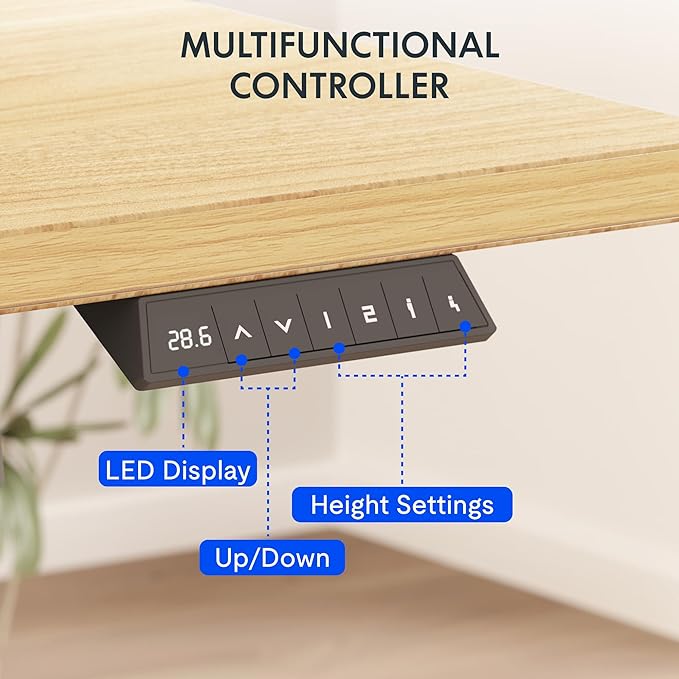 FLEXISPOT EN2 Whole-Piece Standing Desk with Clamp Power Strip, 60 x 24 Electric Stand Up Height Adjustable Desk with Cable Management (Gray Frame + 60" Maple Top, 2 Packages)