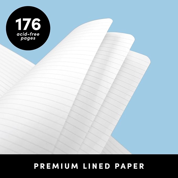 PAPERAGE Softcover Lined Journal Notebook (Periwinkle), 176 Pages, Large B5 College Ruled Notebook, 7.5 inches x 9.8 inches - 100 GSM Premium Paper, Soft Vegan Leather Journal for Home, Work & School