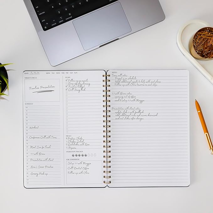Merely Home | Durable & Sleek | Undated Daily and Weekly Planner | 8.25" x 11.75" | To Do List Notebook for Work | Simple Design | Multiple Layouts | Planner and Notebook in One (Rust, Daily Planner - Portrait)