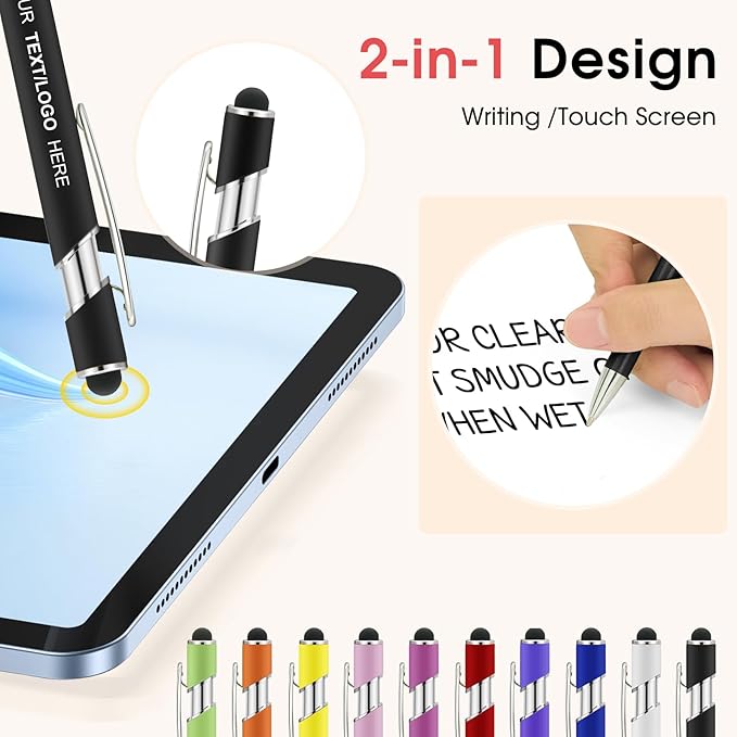 ENOMY Personalized Pens Bulk Free Engraved with Logo/Name/Message Black Ink Custom Pens Customized Stylus Ballpoint Pens Ideal Gifts for Business Anniversary (50)