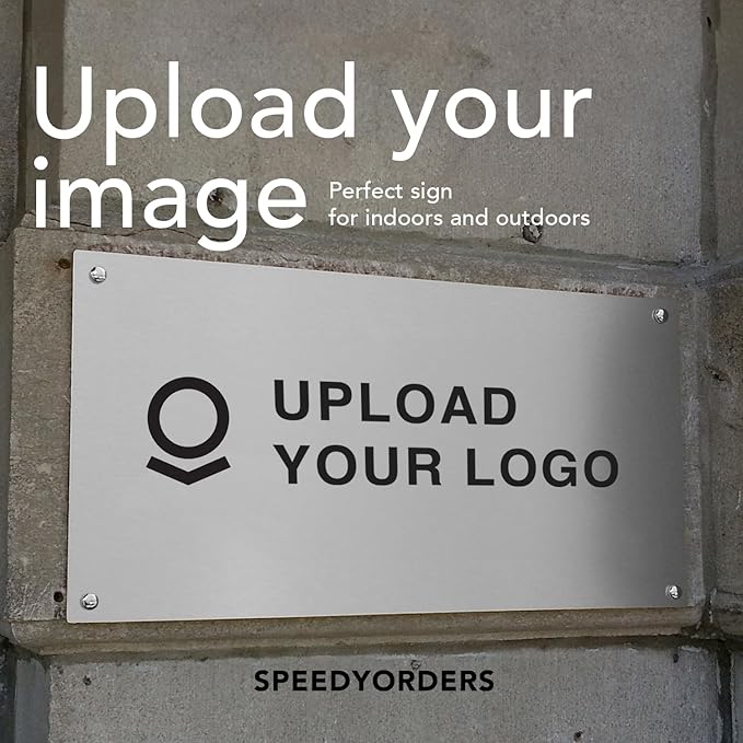 Custom Metal Signs, Personalized Aluminum, Customized Safety, Business Signs, Waterproof Outdoor, White Aluminum (Logo, 14x10 In)