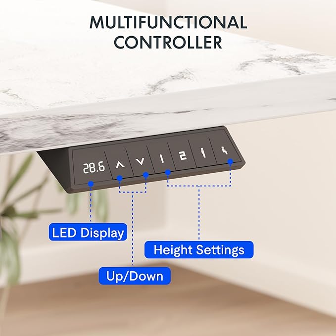 FLEXISPOT EN2 Whole-Piece Standing Desk with Clamp Power Strip, 55 x 28 Electric Stand Up Height Adjustable Desk with Cable Management (Gray Frame + 55" Marble Grey Top, 2 Packages)
