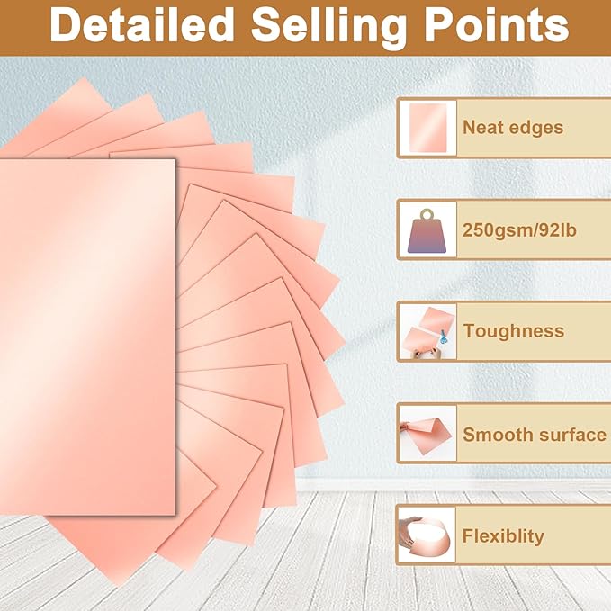 Silunkia 28 Sheets Pink Shimmer Cardstock 8.5 x 11 Craft Paper, 92lb Premium Glossy Paper Card Stock for DIY Cards Making, Anniversaries, Wedding Invitations, Greeting Cards