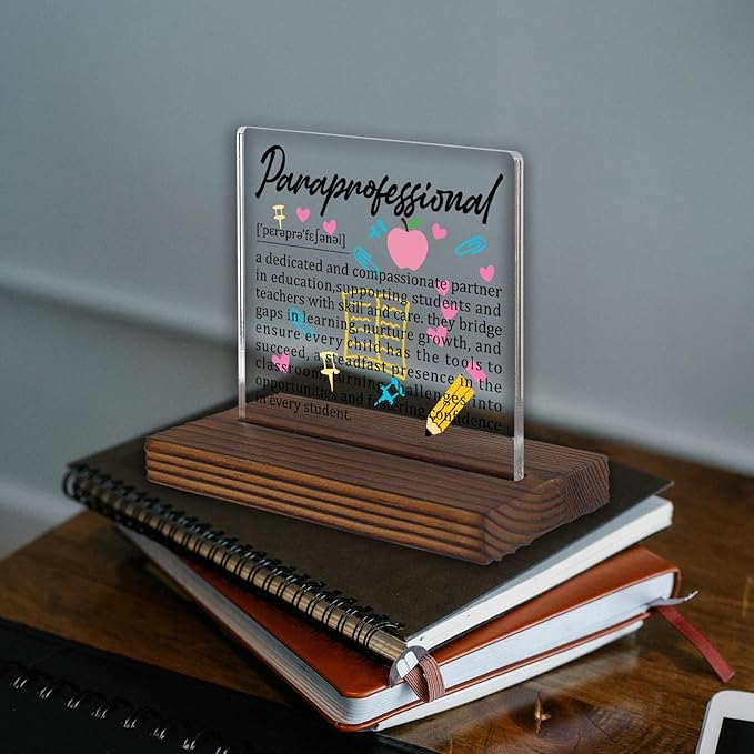 Paraprofessional Gifts, Thank You Desk Sign for Classroom Aides and Teacher Assistants, Appreciation Plaque for Educational Support Staff Office Decor PA036