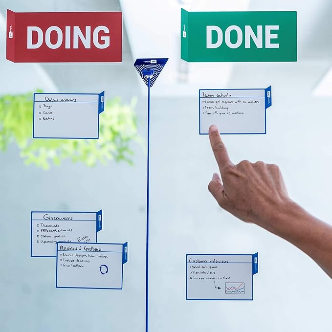 PATboard Scrum Board and Kanban Board - 16 Task Cards Medium - with nanocups® for Glass - Orange
