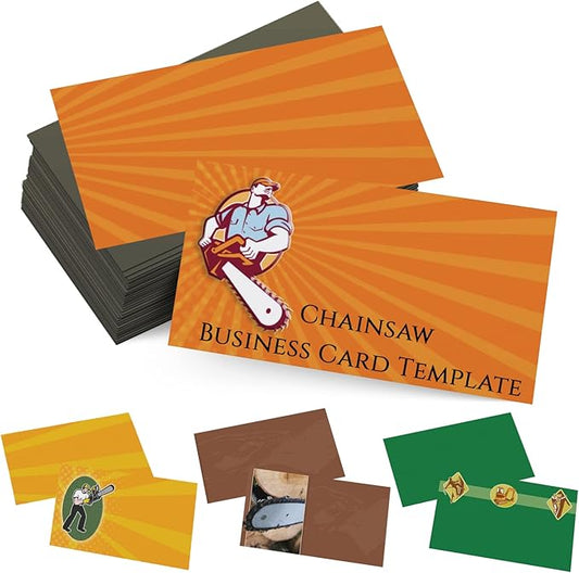 Custom Business Cards Personalized Business Cards for Small Business 300gsm Matte Paper Front & Back Sides Printed 3.5" x 2" - Chainsaw Template