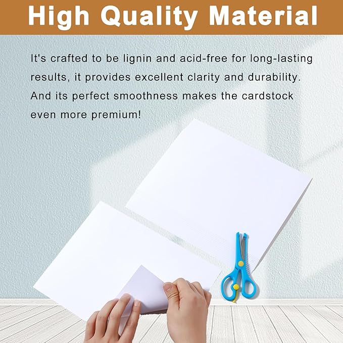 Silunkia 100 Sheets White Cardstock 8.5 x 11 Printer Paper, 200gsm/75lb Heavyweight White Paper Card Stock for Certificates, Invitations, Cards Making, Business Cards, School Crafting