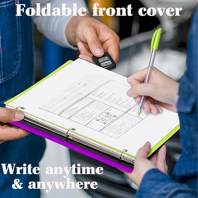 INFUN 1 Inch Telescoping 3 Ring Binder - 12 PCS, Flexible Round Binder with Customizable Front Cover and Clear Catalog Pocket, 1 Inch Rings, 225 Sheet Capacity- Green, Red, Orange, Blue