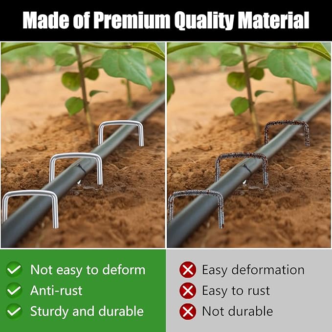 FEED GARDEN 4 Inch 25 Pack Galvanized Landscape Staples 11 Gauge Anti-Rust Garden Stakes Landscaping Fabric SOD Pins Yard Stakes for Weed Barrier Fabric
