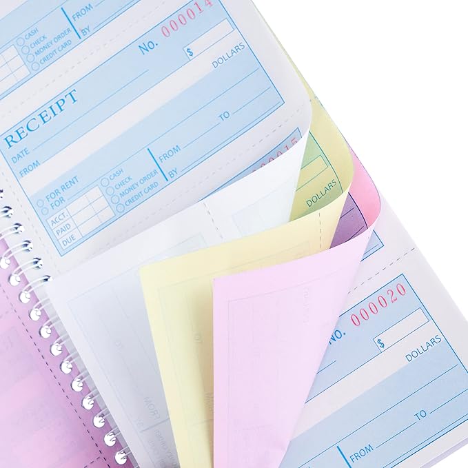 2Pcs,Money Rent Receipt Book,7.9x11.22 Inches,Receipt Book with Carbon Copies,3 Part Carbonless,Cash Receipt Book,100 Sets per Book