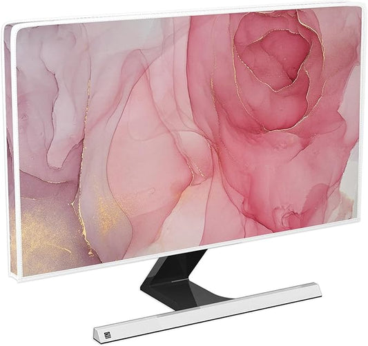 Baocicco Abstract Waterproof Television Cover with Pink Marble Design 50, 51, 52 Inch Full Body Cover for TV Screen Weatherproof Dust-Proof TV Screen Covers Sleeve Compatible with LED OLED Desktop