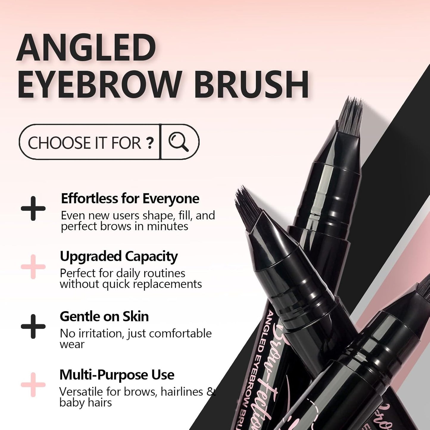 Eyebrow Pen, Waterproof Eyebrow Pencils for Women - Angled Brow Brush & Multi-Fork Tip Microblading Brow Pen, Precisely Creates Natural Hair-Like Brows, Easy to Use 05-Black