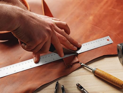 Metal Ruler with Cork Backing, 12 Inch Stainless Steel Rulers 12 Inch Metal Ruler - Imperial and Metric - Non-Slip Prevent Ink Leakage - for School Office Engineering Tools